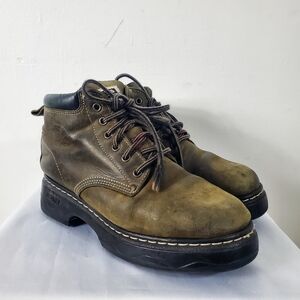 Vintage Roots 90s Hiking Boot Nubuck Leather LaceUp Lug Sole Brown
